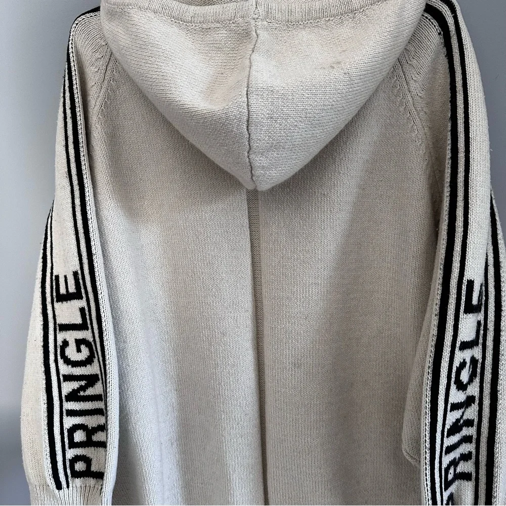 Pringle of Scotland x H&M Oversized Hoodie Sweater Wool Blend Cream & Black XL - Picture 10 of 13